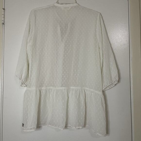 Matilda Jane Top Light The Way Tunic Swiss dotted sheer ivory tunic size medium - Picture 4 of 4